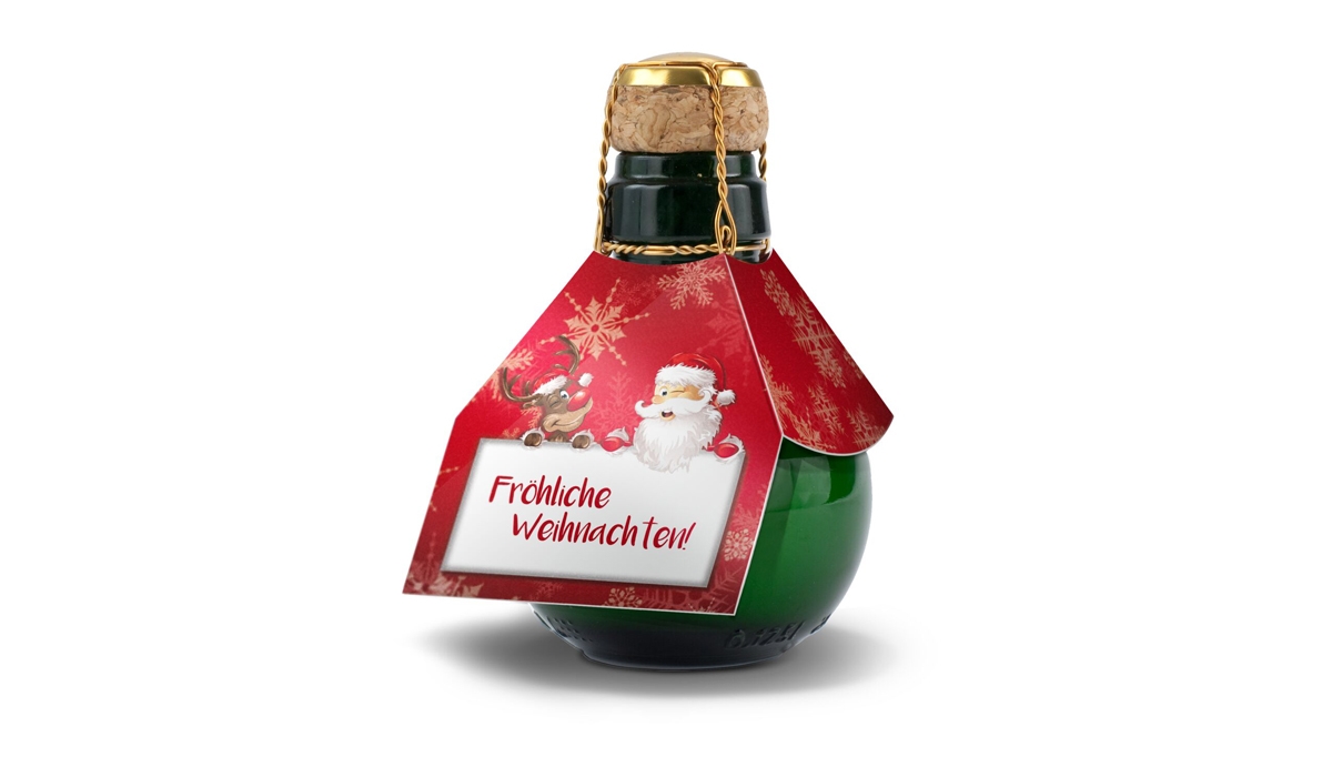 Geschenkset / Präsenteset: Kleinste Sektflasche: Fröhliche Weihnachten