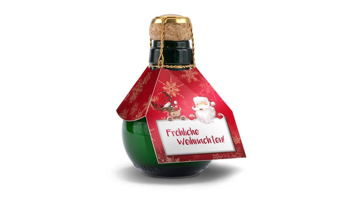 Geschenkset / Präsenteset: Kleinste Sektflasche: Fröhliche Weihnachten