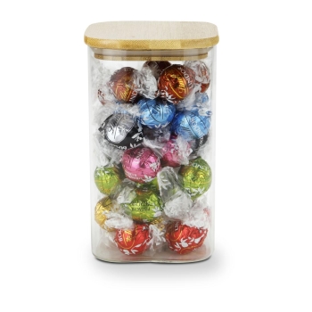 Geschenkset / Präsenteset: Lindor Team-Glas Frohe Ostern mit 35 Lindt Lindorkugeln