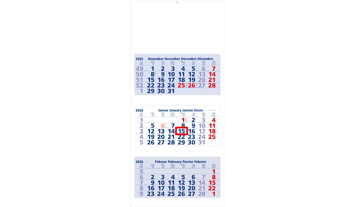 3-Monatskalender 2026 Maxi 3 Standard