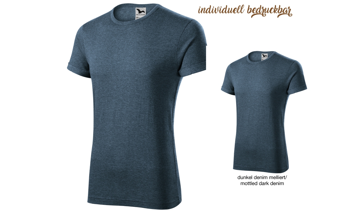 FUSION 163 Herren Tshirt - dunkel denim melliert