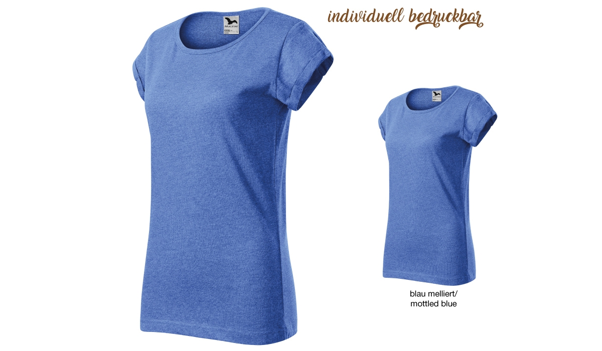 FUSION 164 Damen Tshirt - blau melliert