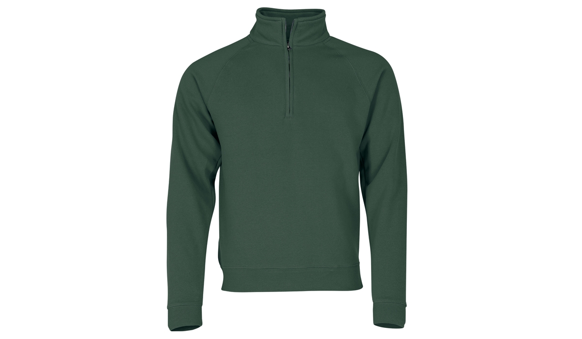 Premium Zip Neck Sweat Shirt Unisex - flaschengrün